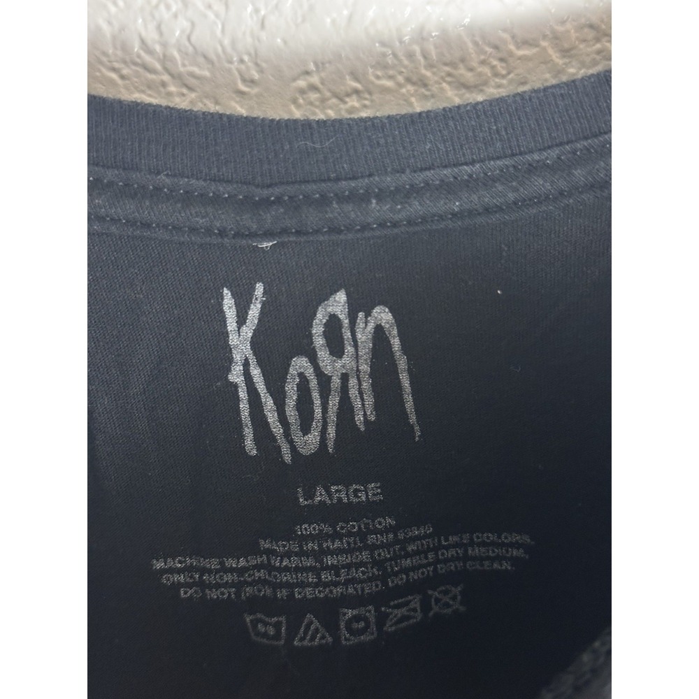 Korn Band T Shirt Black Distressed Logo Graphic Tee Size Large - Picture 3 of 6